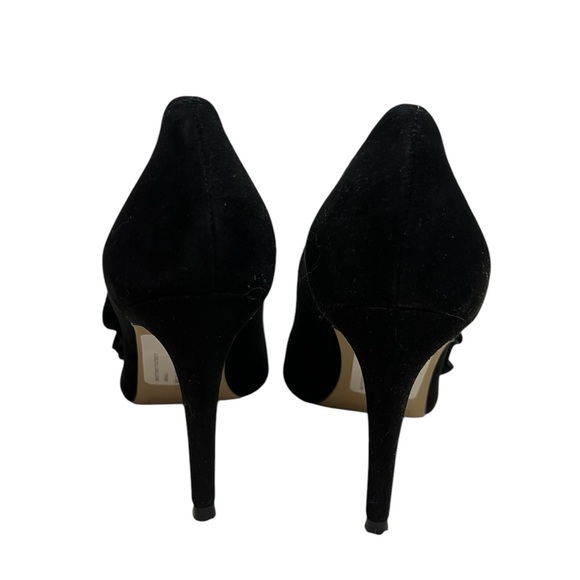 TAHARI  black leather suede high heels with a ruffled side detail pointed toe - Picture 3 of 13